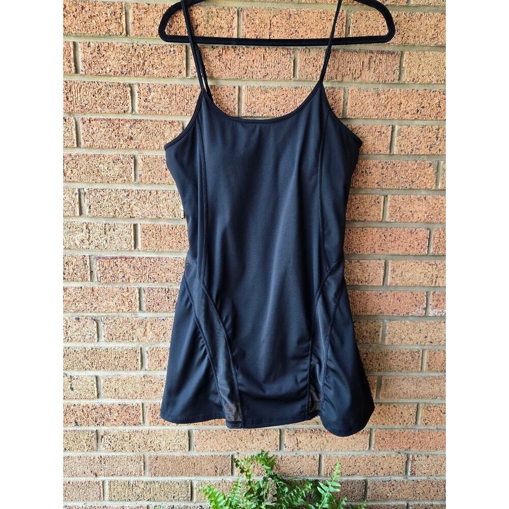 Mewin Black Athletic Exercise Dress with Built-In Shorts & Mesh Panels - Size L